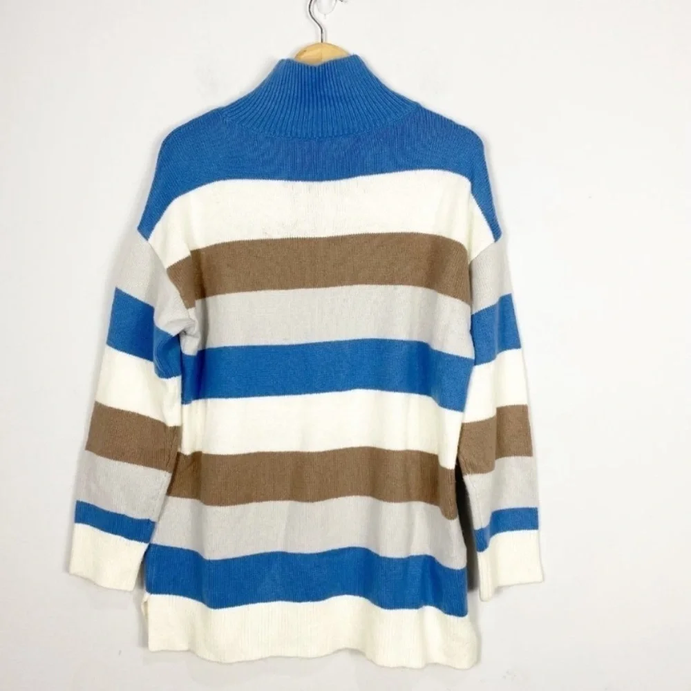 ANN TAYLOR Striped Turtleneck Tunic Sweater